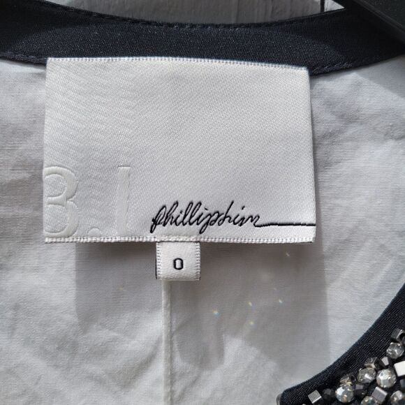 Phillip Lim white top shirt beaded black collar - Picture 10 of 10